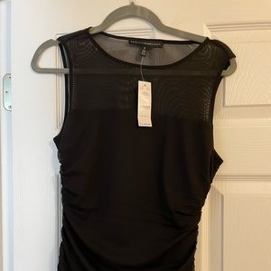 White House Black Market Sheer Top Black Sleeveless Shirt